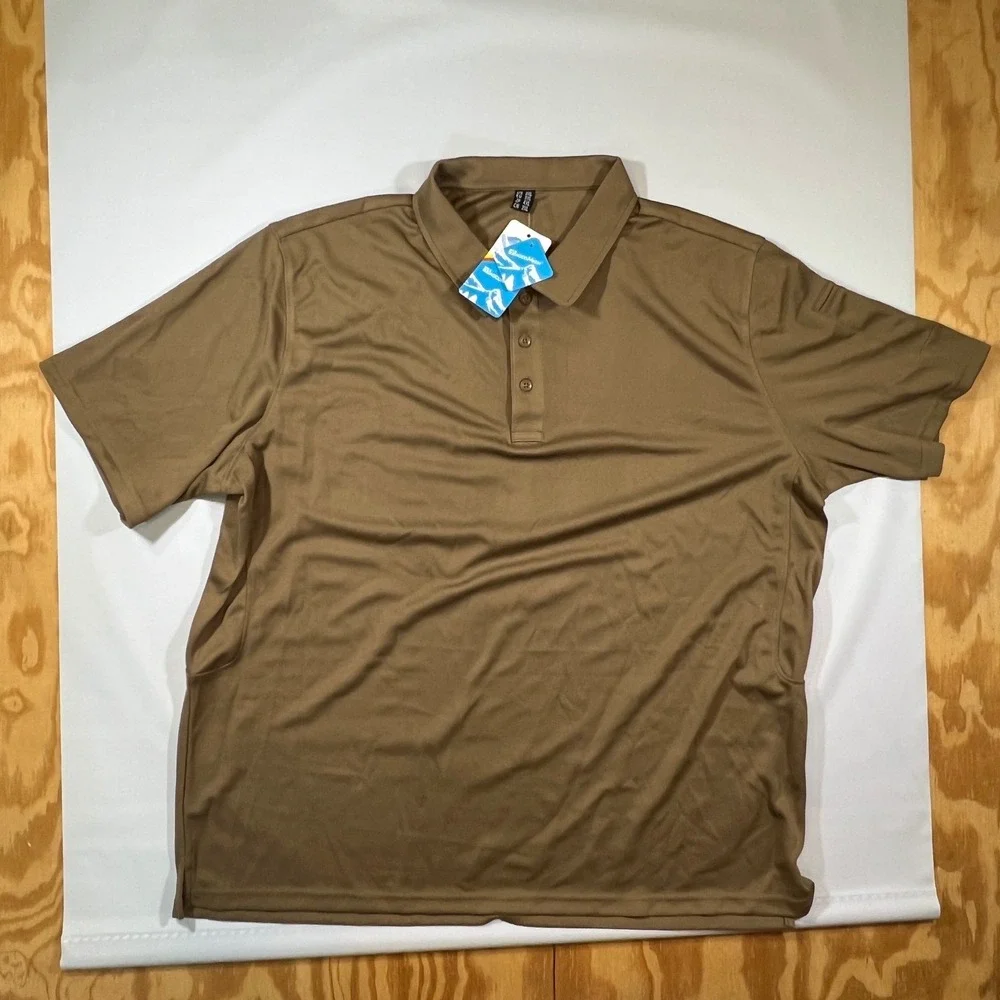 MAGCOMSEN Tactical Polo Shirt Mens 2XL Tan NWT Moisture Wicking Gorpcore Utility